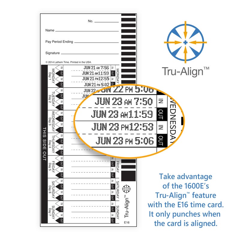 Lathem 1600e Time Clock Punch Machine & Document Stamp, Time Keeping System with Tru-Align Cards (5.7 X 6.3 X 7.2 Charcoal Gray) - Image 3